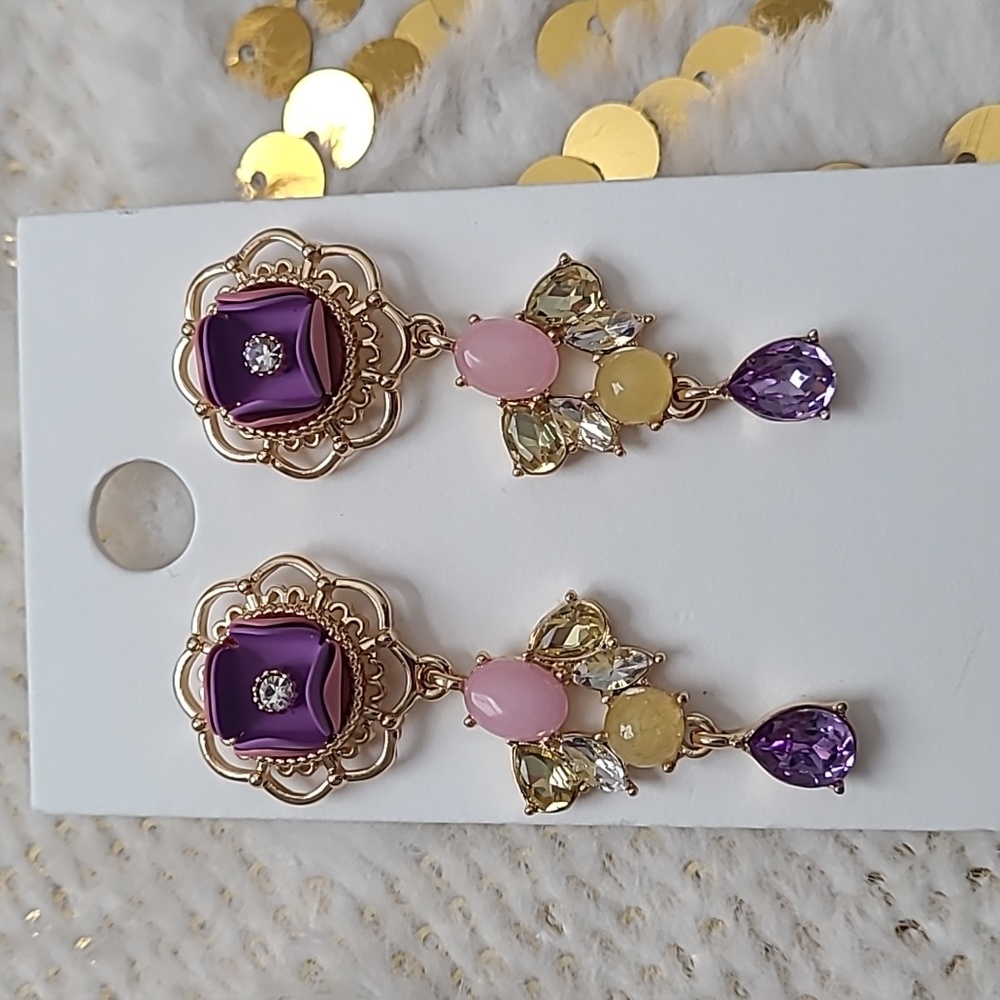 Rhinestone Flower Drop Earrings
